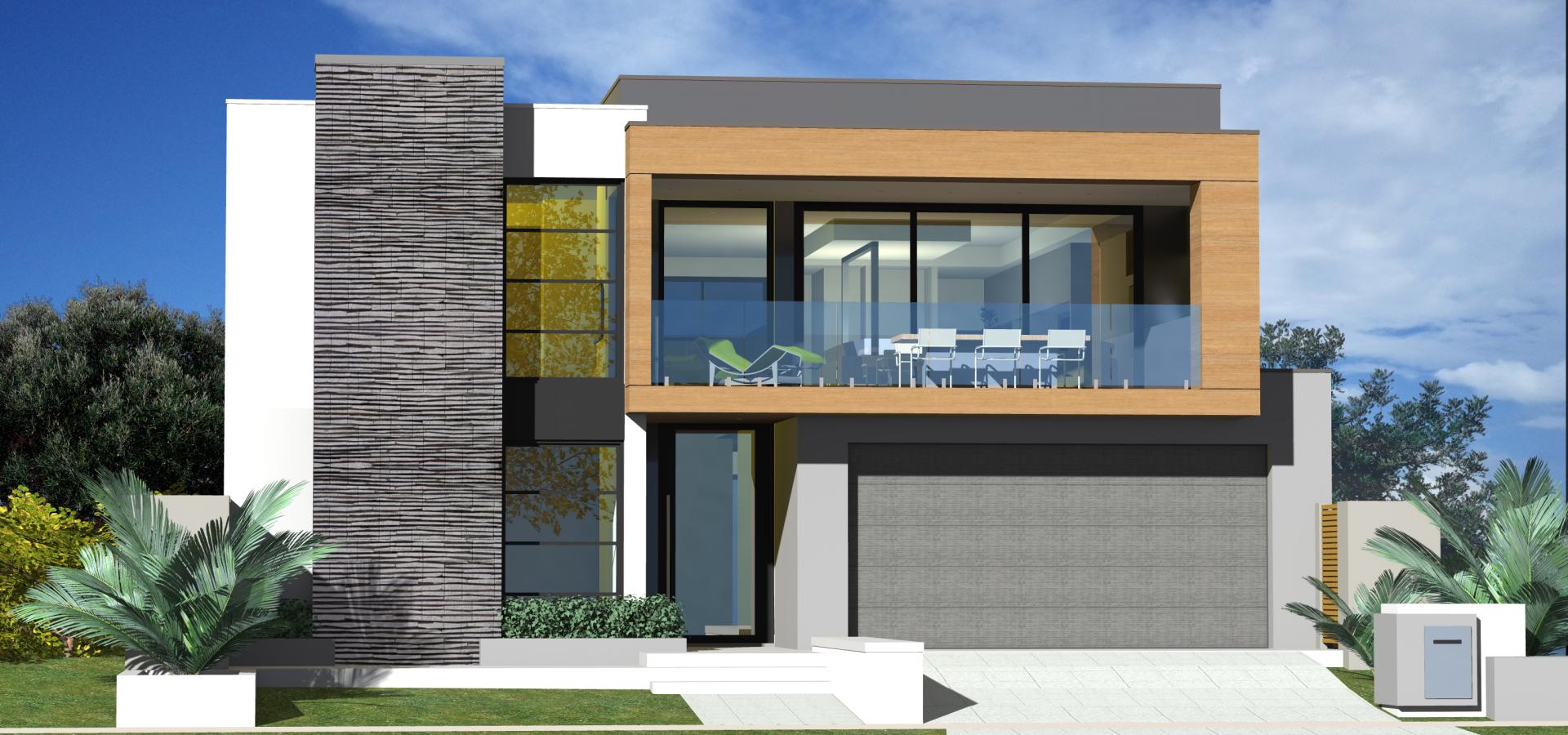 Reverse Living Two Storey Home Design With Front Balcony
